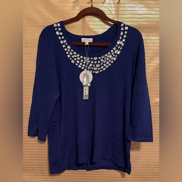 JOSEPH A~ BLUE~BLING BLOUSE~LG~NWT - Picture 1 of 4